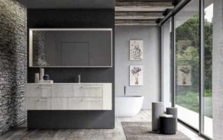 Rivestimenti bagno pietra e legno